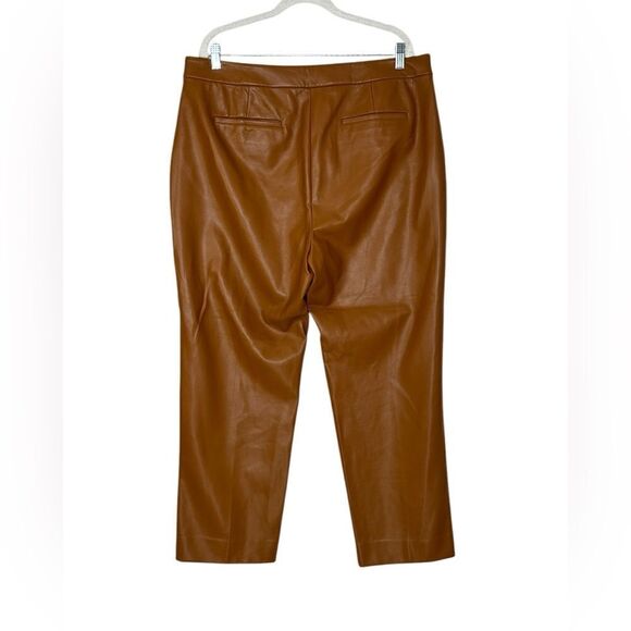 J Crew Kate Brown Straight Leg Faux Leather Pants | Size 16 - Picture 4 of 8